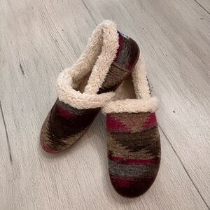 TOMS Women’s Aztec Weaver ALPARGATA Sherpa Lined Slippers Rubber Sole Size 10